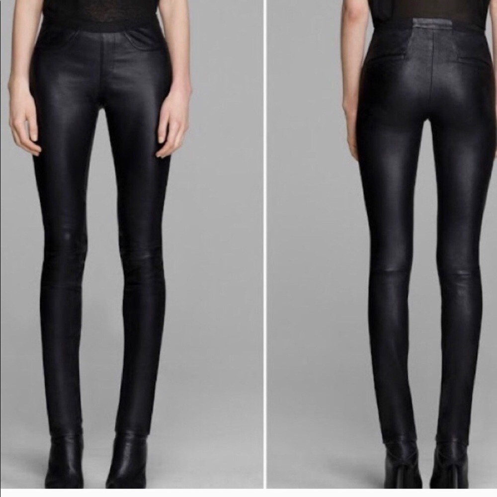 NWT ABS Platinum Faux Leather Leggings Black